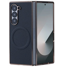 Samsung Galaxy Z Fold7 Carbon Fiber Pattern Plating Shockproof Case with Magsafe - Black