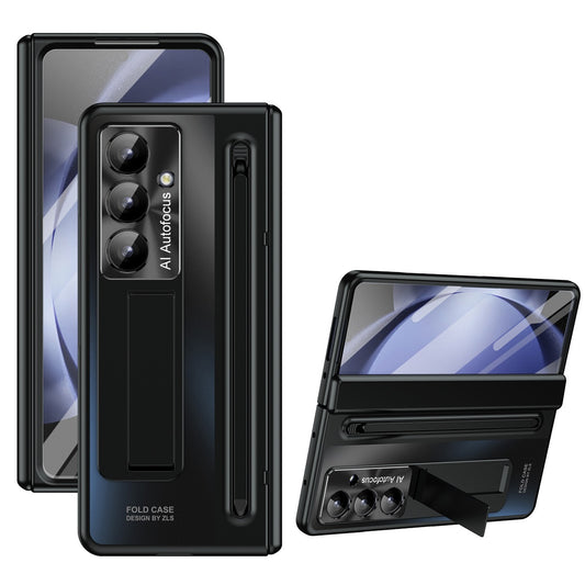 Samsung Galaxy Z Fold7 Electroplating Case with Stylus, Kickstand & Glass Protection - Black