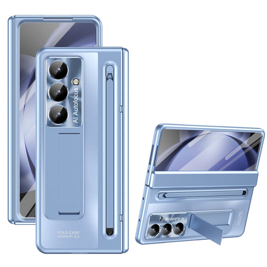 Samsung Galaxy Z Fold7 Electroplating Case with Stylus, Kickstand & Glass Protection - Blue