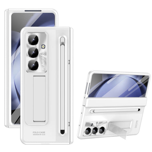 Samsung Galaxy Z Fold7 Electroplating Case with Stylus, Kickstand & Glass Protection - White