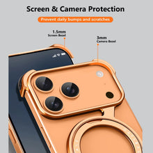 iPhone 17 Pro Z Shape Frameless Metal Bumper Case with 360° Rotatable Stand & Magsafe