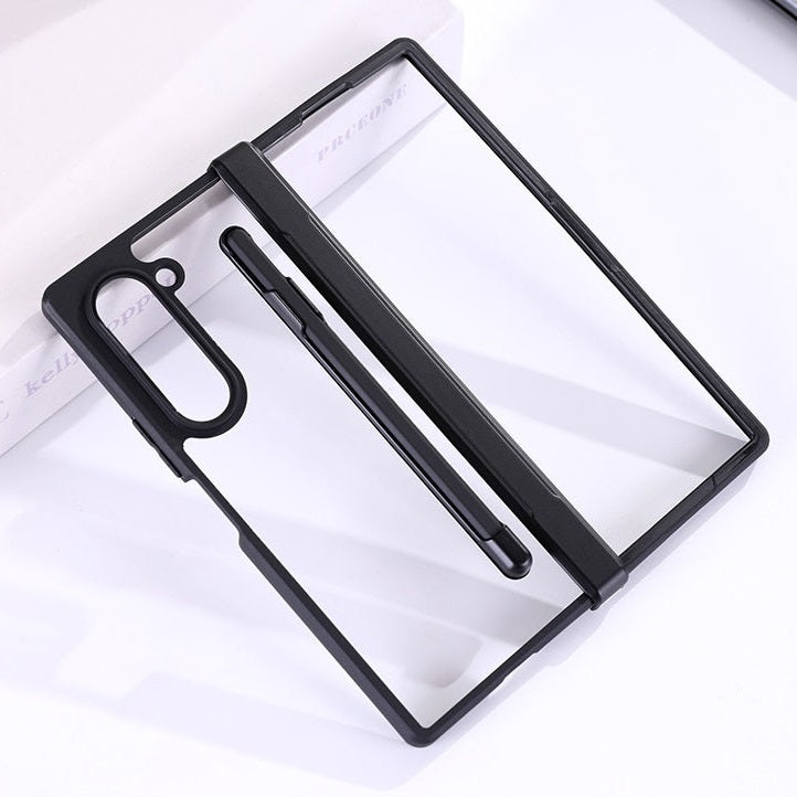 Samsung Galaxy Z Fold 5 Clear Shockproof Hinge Protection Case with Stylus - Clear