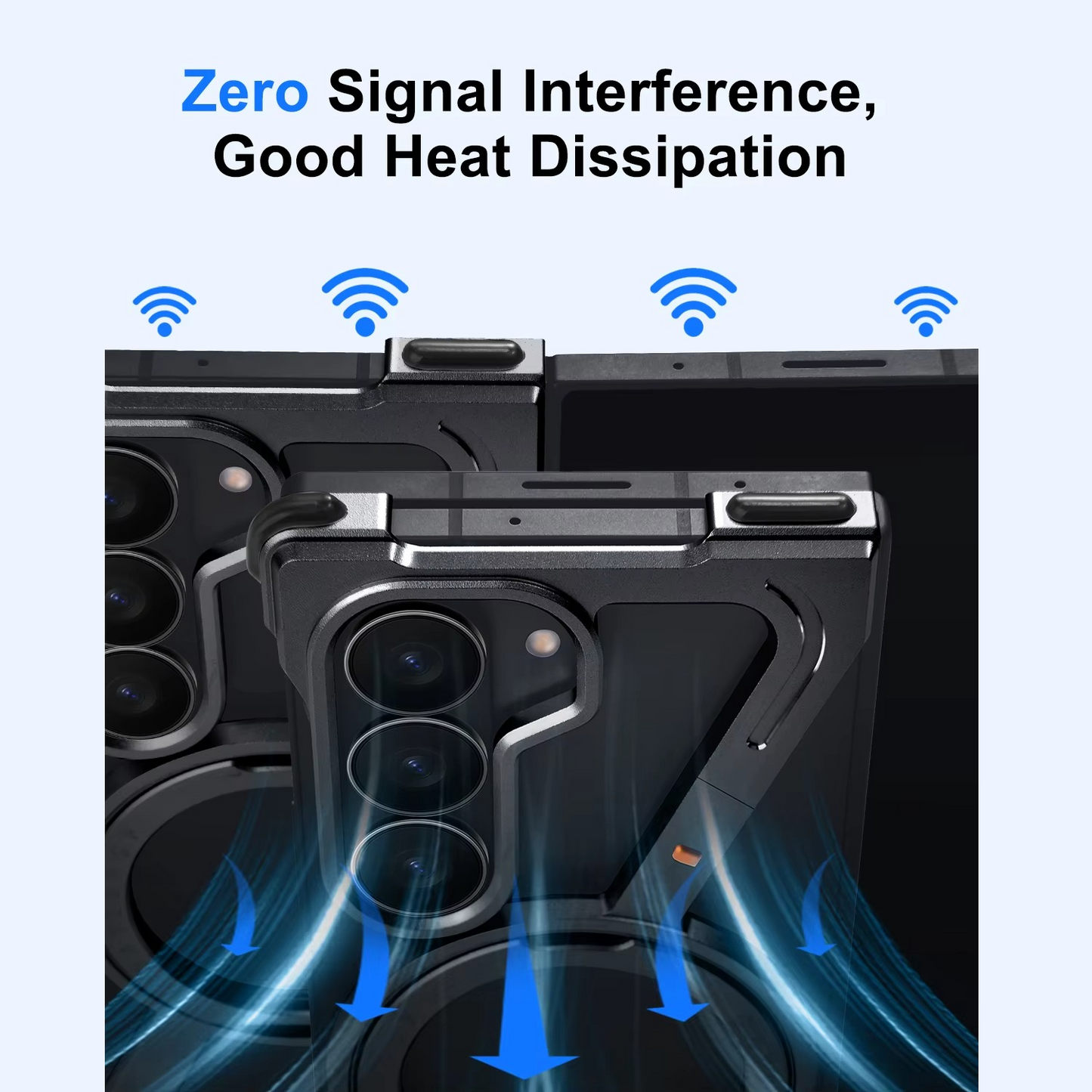 Samsung Galaxy Z Fold7 Framless Z Shape Metal Bumper with Magsafe & 360° Rotation Ring - Blue