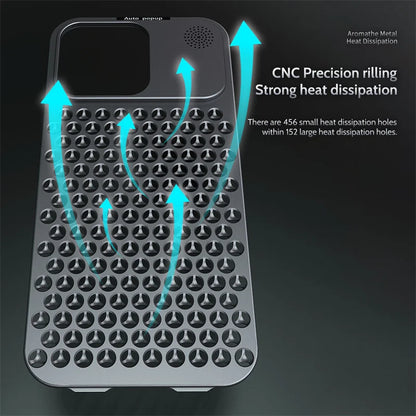 iPhone 15 Pro Max Metal Heat Dissipation Pure Aluminum Cooling Case with Aroma - Black