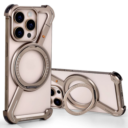 iPhone 16 Pro Max Framless Z Shape Metal Case with 360 Magnetic Ring & Magsafe - Desert