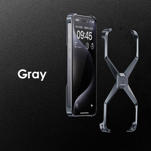 iPhone 15 Pro Max Rimless Metal Alloy Titanium Aluminum Bumper Case - Gray