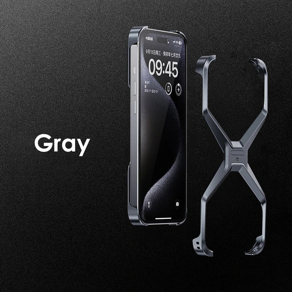 iPhone 15 Pro Rimless Metal Alloy Titanium Aluminum Bumper Case - Gray