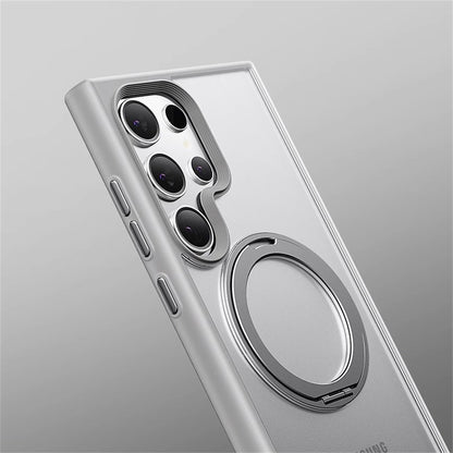 Samsung Galaxy S25 Ultra Matte Shockproof Case with Magsafe & 360° Magnetic Rotting Ring - Black