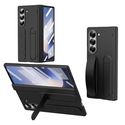 Samsung galaxy Z Fold 5 Wristband Stand Case with Inbuilt Glass & HInge Protection - Black