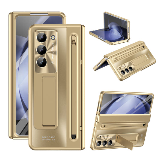 Samsung Galaxy Z Fold 6 Autofucos Electroplating Case with Kickstand, S Pen & Front Glass Protection  - Gold