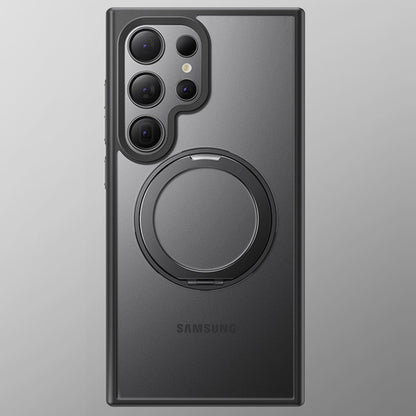 Samsung Galaxy S25 Ultra Matte Shockproof Case with Magsafe & 360° Magnetic Rotting Ring - Black