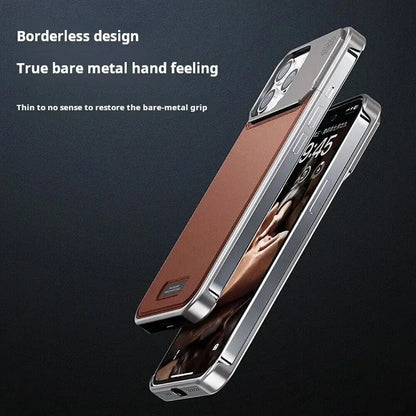 iPhone 15 Pro Max Frameless Metal AeroFLex Aluminum & Leather Case with Aroma