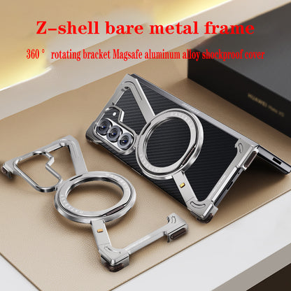 Samsung Galaxy Z Fold7 Framless Z Shape Metal Bumper with Magsafe & 360° Rotation Ring - Blue