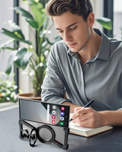 Samsung Galaxy Z Fold5 Frameless Z Shape Metal Bumper Case with 360 Rotating Stand Ring - Titanium
