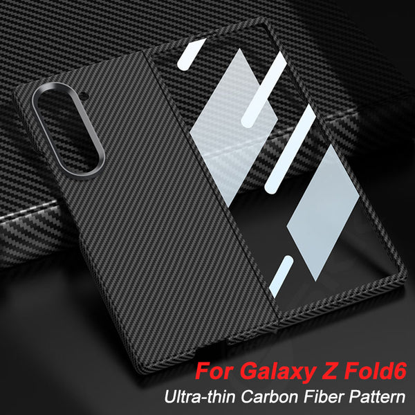 Samsung Galaxy Z Fold 6 GKK Ultra-thin Carbon Fiber Texture Case with Inbuilt Glass Protection