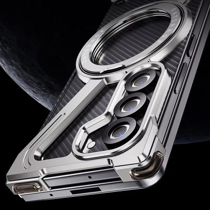 Samsung Galaxy Z Fold7 Framless Z Shape Metal Bumper with Magsafe & 360° Rotation Ring - Blue