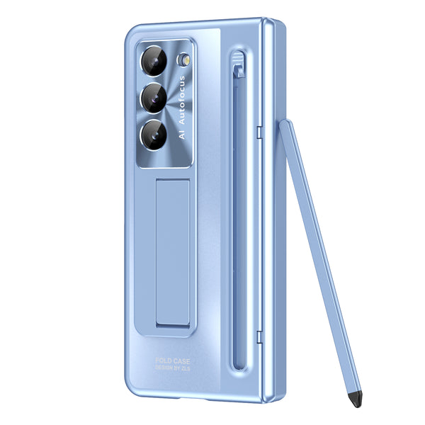 Samsung Galaxy Z Fold7 Electroplating Case with Stylus, Kickstand & Glass Protection