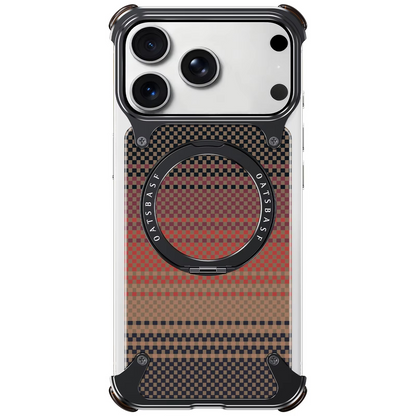iPhone 17 Pro Max Titan Carbon Metal Frame Case with 360 Rotating Ring - Sunrise