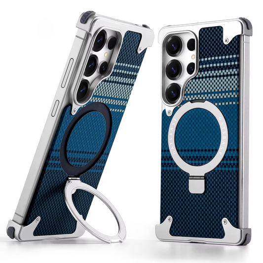 Samsung Galaxy S26 Ultra Frameless Metal Bumper Case with Magsafe and Stand - Blue
