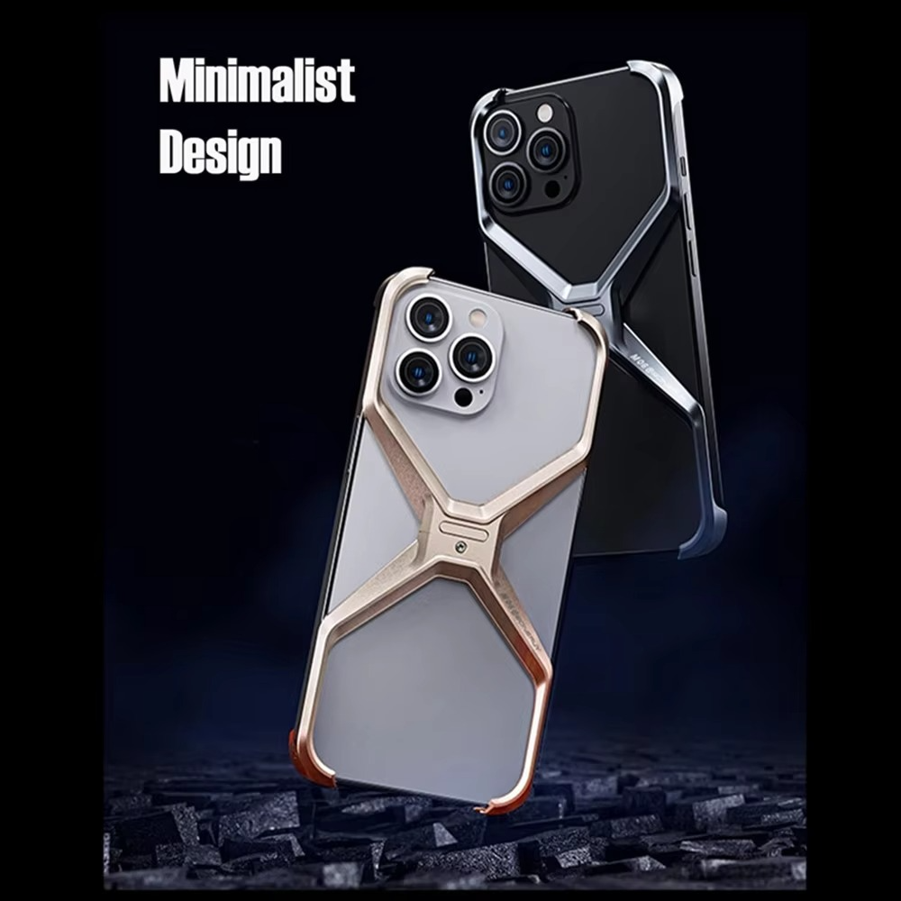 iPhone 16 Pro Max Rimless Metal Alloy Aluminum Bumper Case - Gold