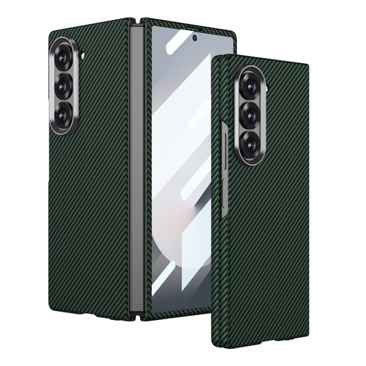 Samsung Galaxy Z Fold6 GKK Ultra-thin Carbon Fiber Texture Case with Inbuilt Glass Protection - Green