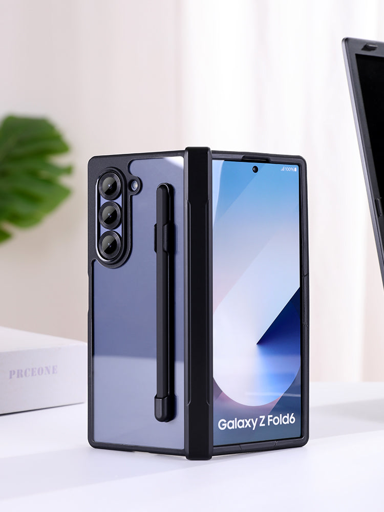 Samsung Galaxy Z Fold6 Clear Shockproof Hinge Protection Case with S Pen - Clear
