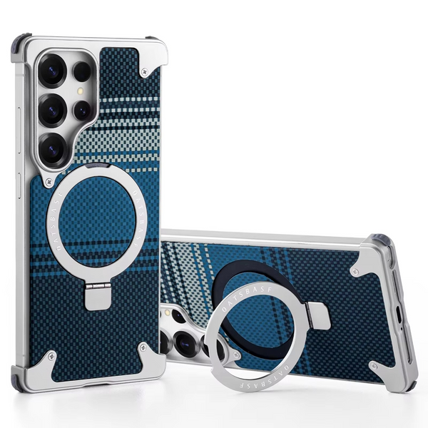 Samsung Galaxy S26 Ultra Frameless Metal Bumper Case with Magsafe and Stand - Blue