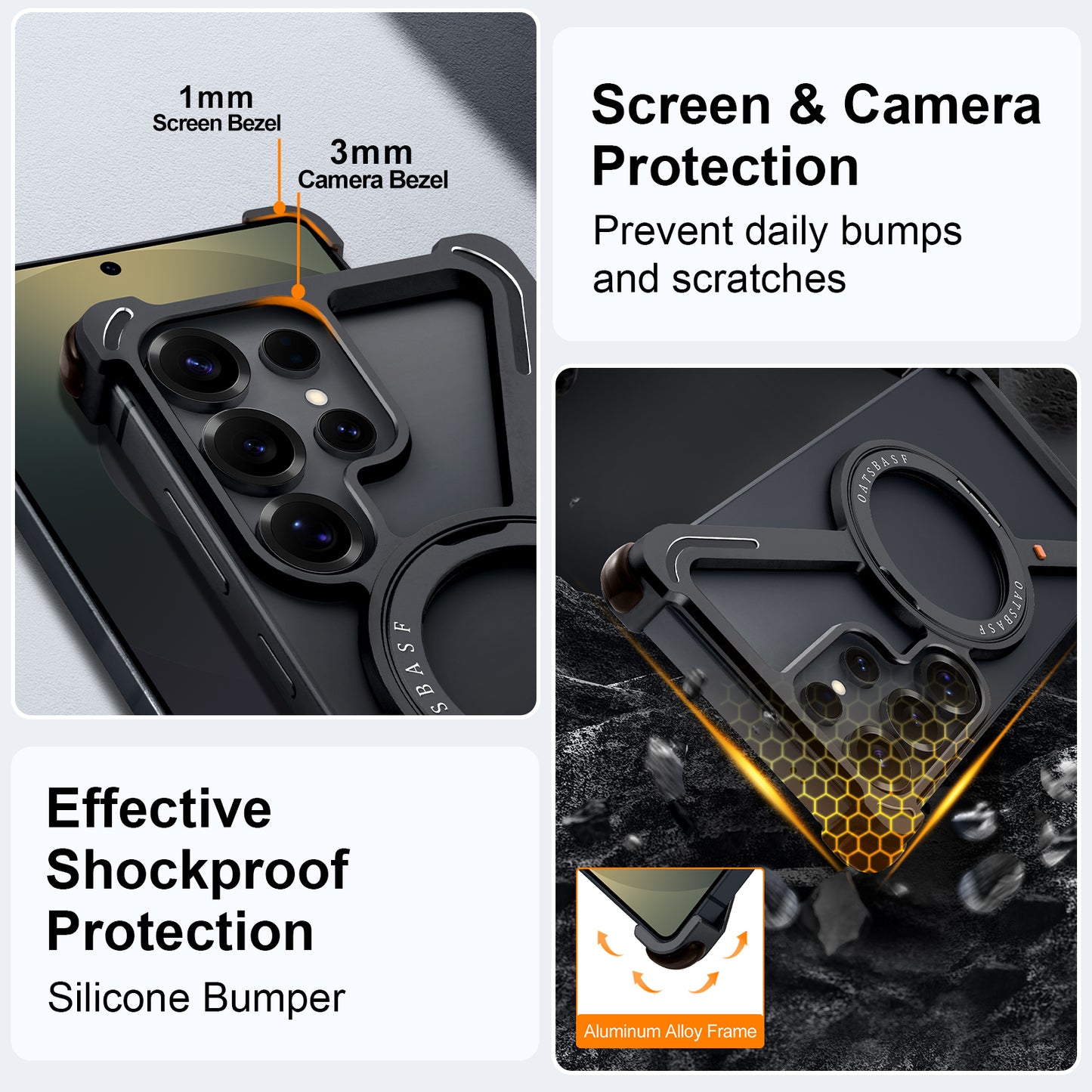 Samsung Galaxy S25 Ultra Z Shape Metal Bumper Case with Magsafe & 360° Rotatable Kickstand - Titanium