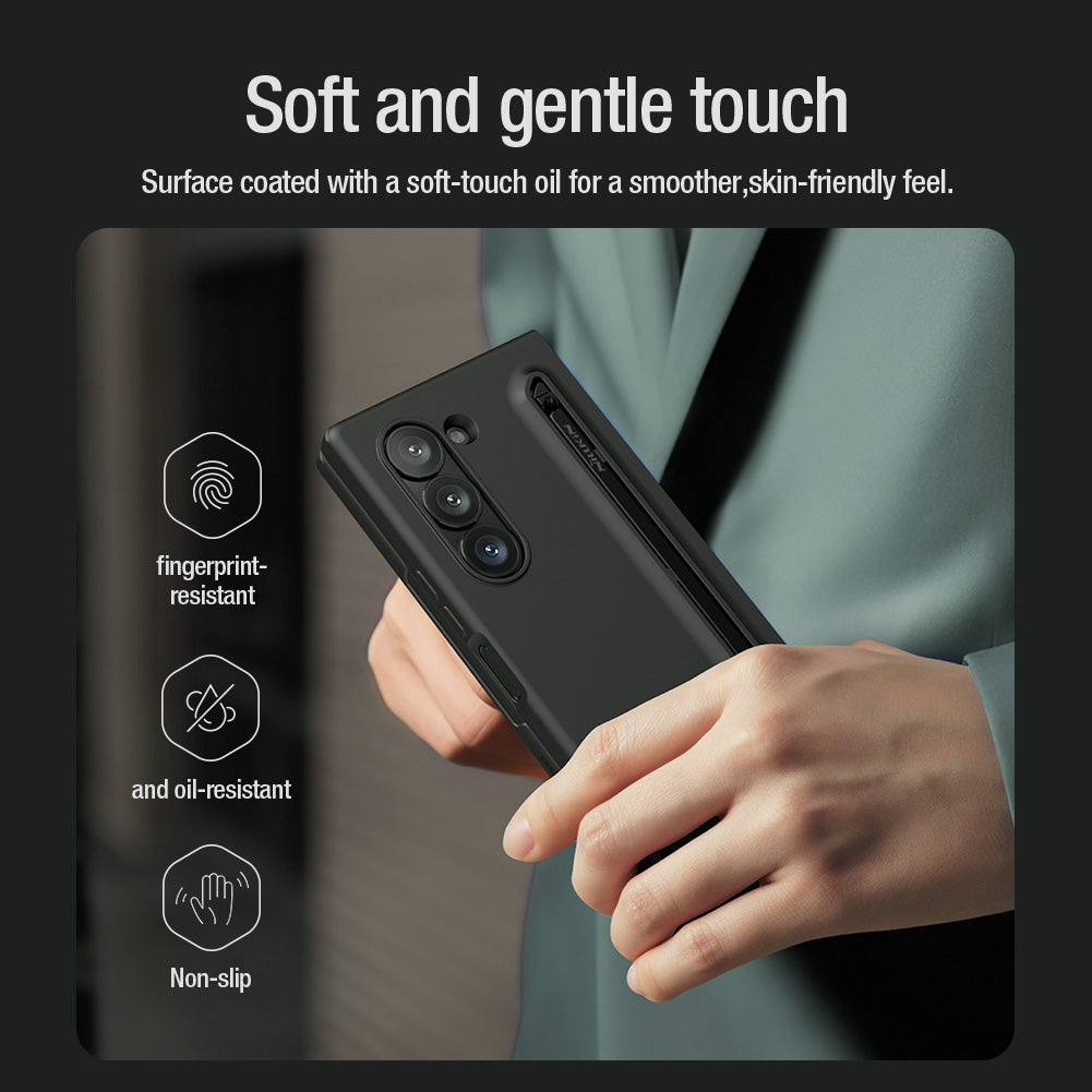 Nilkin Skin Feel Slim S Pen Protective Case with Stylus for Samsung Galaxy Z Fold 6 - Black