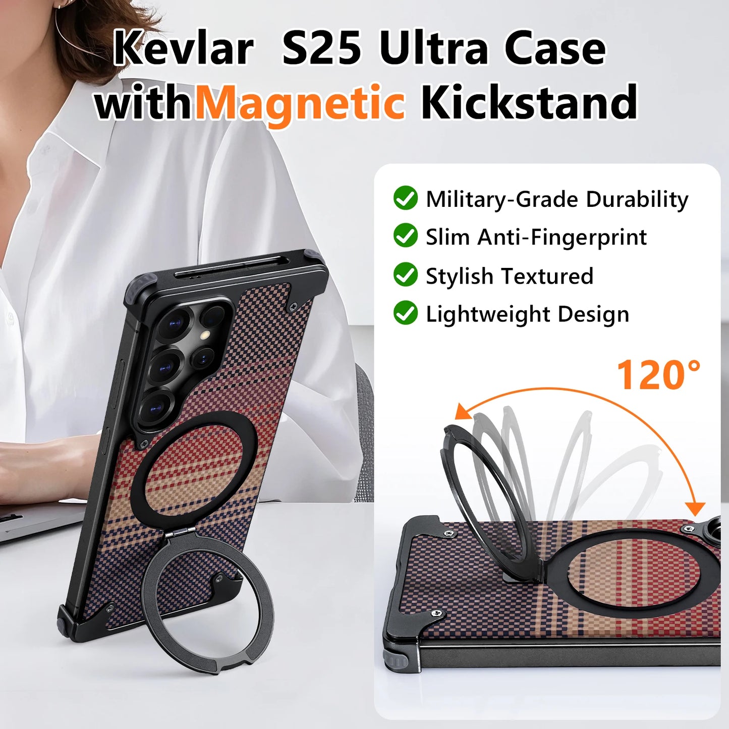 Samsung Galaxy S25 Ultra Metal Bumper Case with Magsafe and Stand - Sunset