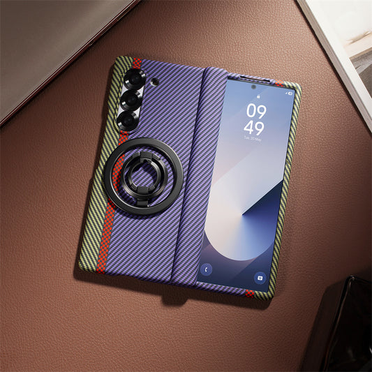 Samsung Galaxy Z Fold 7 Dual Shade Carbon Case with HInge & Glass Protection (Detachable Magfit Stand Included) - Green/Purple