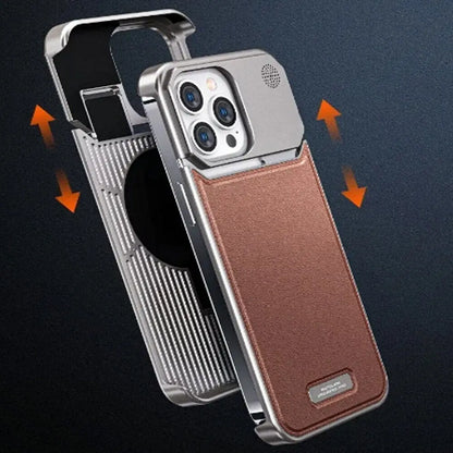 iPhone 15 Pro Max Frameless Metal AeroFLex Aluminum & Leather Case with Aroma