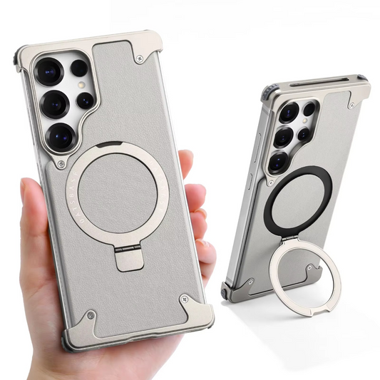 Samsung Galaxy S26 Ultra Oatsbasf Magnetic Frameless Leather Shockproof Case with Stand- Gray