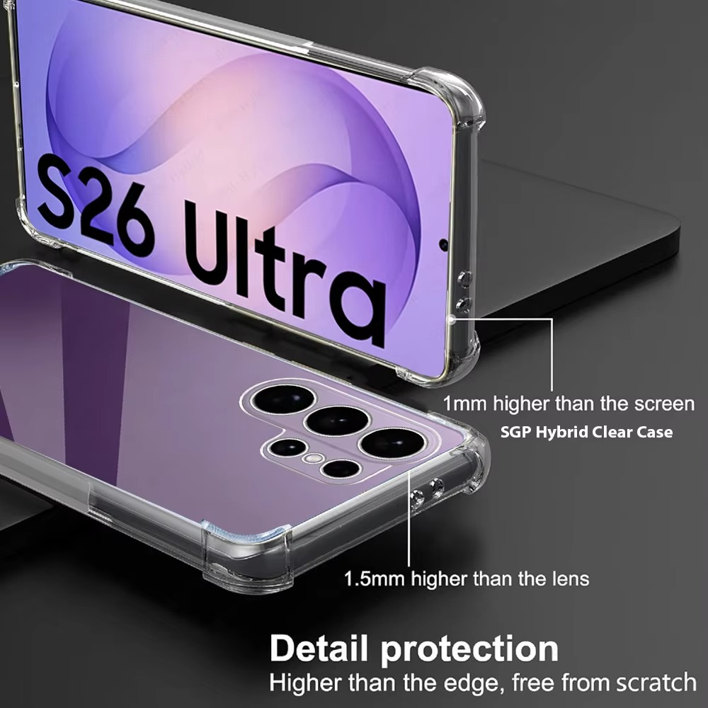 Samsung Galaxy S26 Ultra Anti Fallan Shockproof Clear Case - Transparent