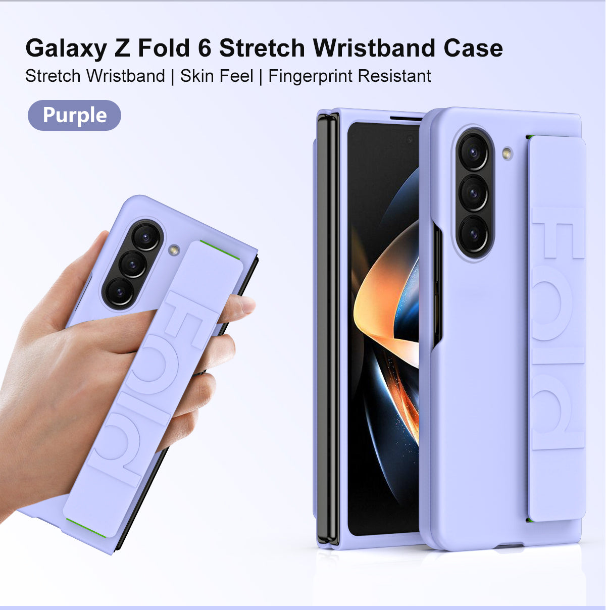Samsung Galaxy Z Fold 6 Strap Holder Hard Shell Case - Black
