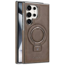 Samsung Galaxy S26 Ultra Luxury Leather Magnetic Shockproof Case with Magsafe & Ring Stand - Brown