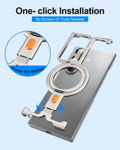 Samsung Galaxy Z Fold 7 Framless T Shape Metal Bumper with Magsafe & 360° Rotation Ring - Silver