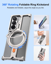 Samsung Galaxy Z Fold 7 Framless T Shape Metal Bumper with Magsafe & 360° Rotation Ring - Silver