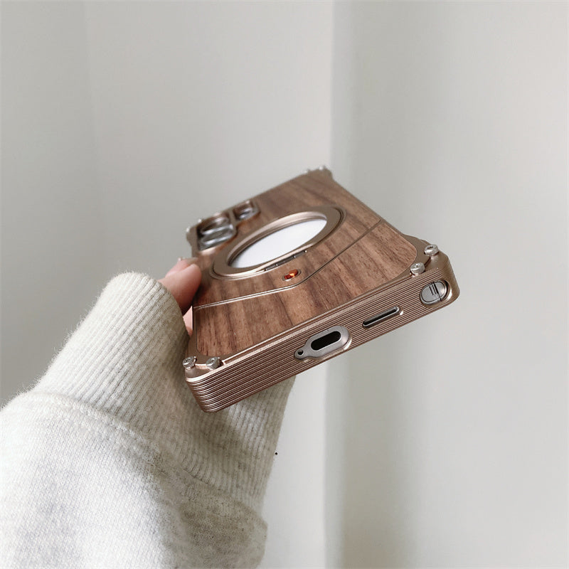 Samsung Galaxy S25 Ultra Wooden Metal Bumper Case with Magsafe & Ring - Brown