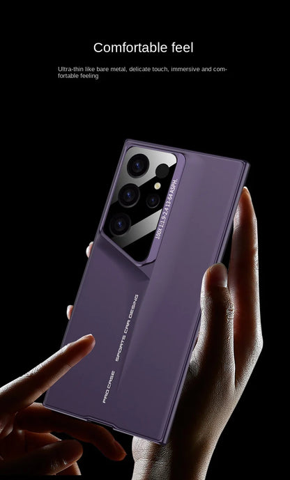 Samsung Galaxt S23 Ultra Super Blade Luxury Slim Car Case with Camera Glass Finish - Purple