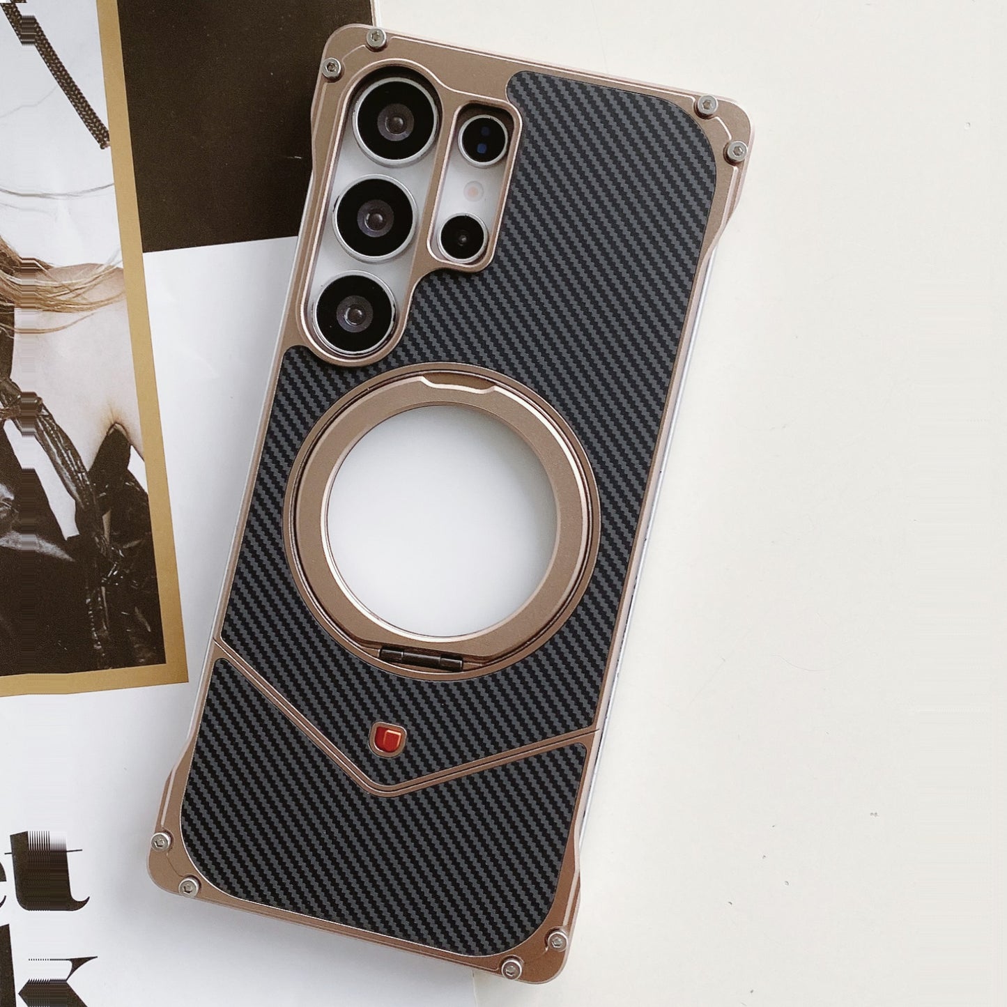 Samsung Galaxy S25 Ultra Carbon Metal Bumper Case with Magsafe & Stand - Desert