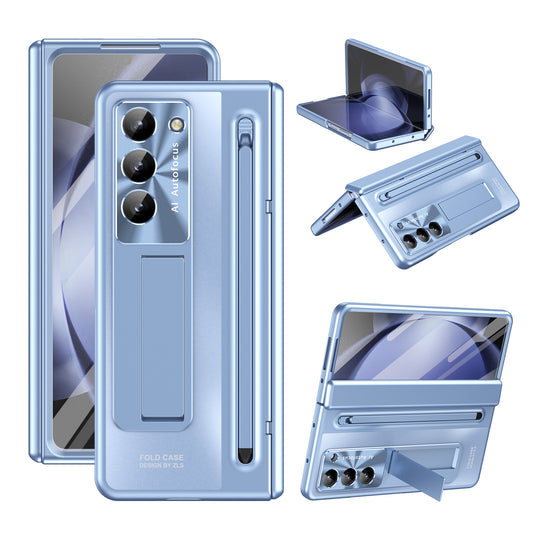 Samsung Galaxy Z Fold 6 Autofucos Electroplating Case with Kickstand, S Pen & Front Glass Protection  - Blue