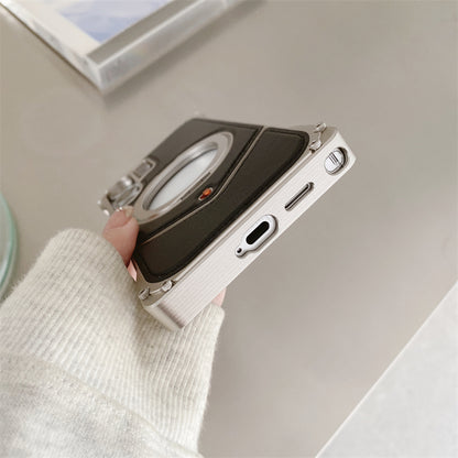Samsung Galaxy S25 Ultra Leather Metal Bumper Case with Magsafe & Stand - Brown