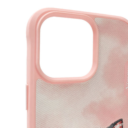 iPhone 14 Pro Max Nimmy Embroidery Shockproof Big Eyes Series Case - Pink