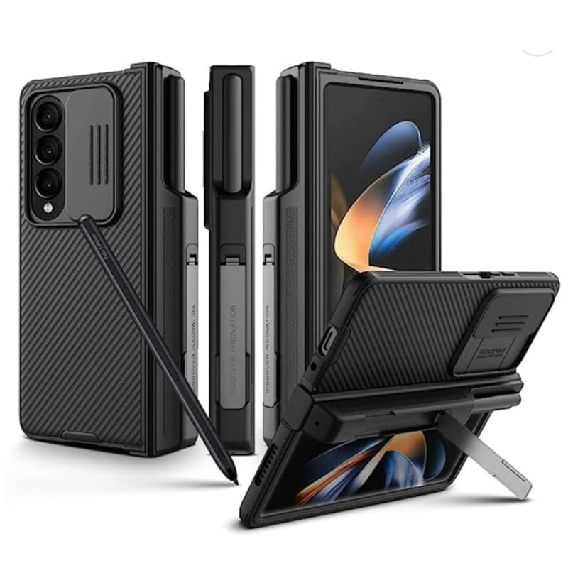 Samsung Galaxy Z Fold 5 Camshield Camera Protective Case Cover With Stand - Black