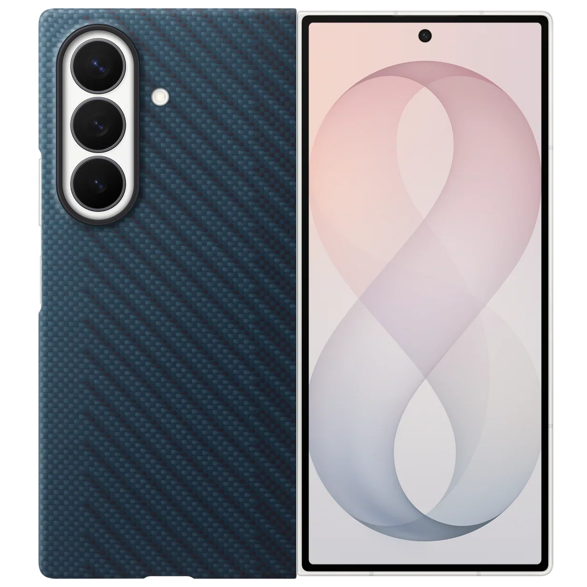 Samsung Z Fold8 Ultra Carbon Case, 0.8mm Slim Carbon Fiber Cover with Magsafe and Logo - Blue