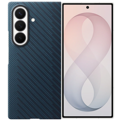 Samsung Z Fold8 Ultra Carbon Case, 0.8mm Slim Carbon Fiber Cover with Magsafe and Logo - Blue