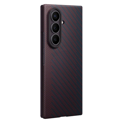 Samsung Z Fold8 Ultra Carbon Case, 0.8mm Slim Carbon Fiber Cover with Magsafe and Logo - Wine
