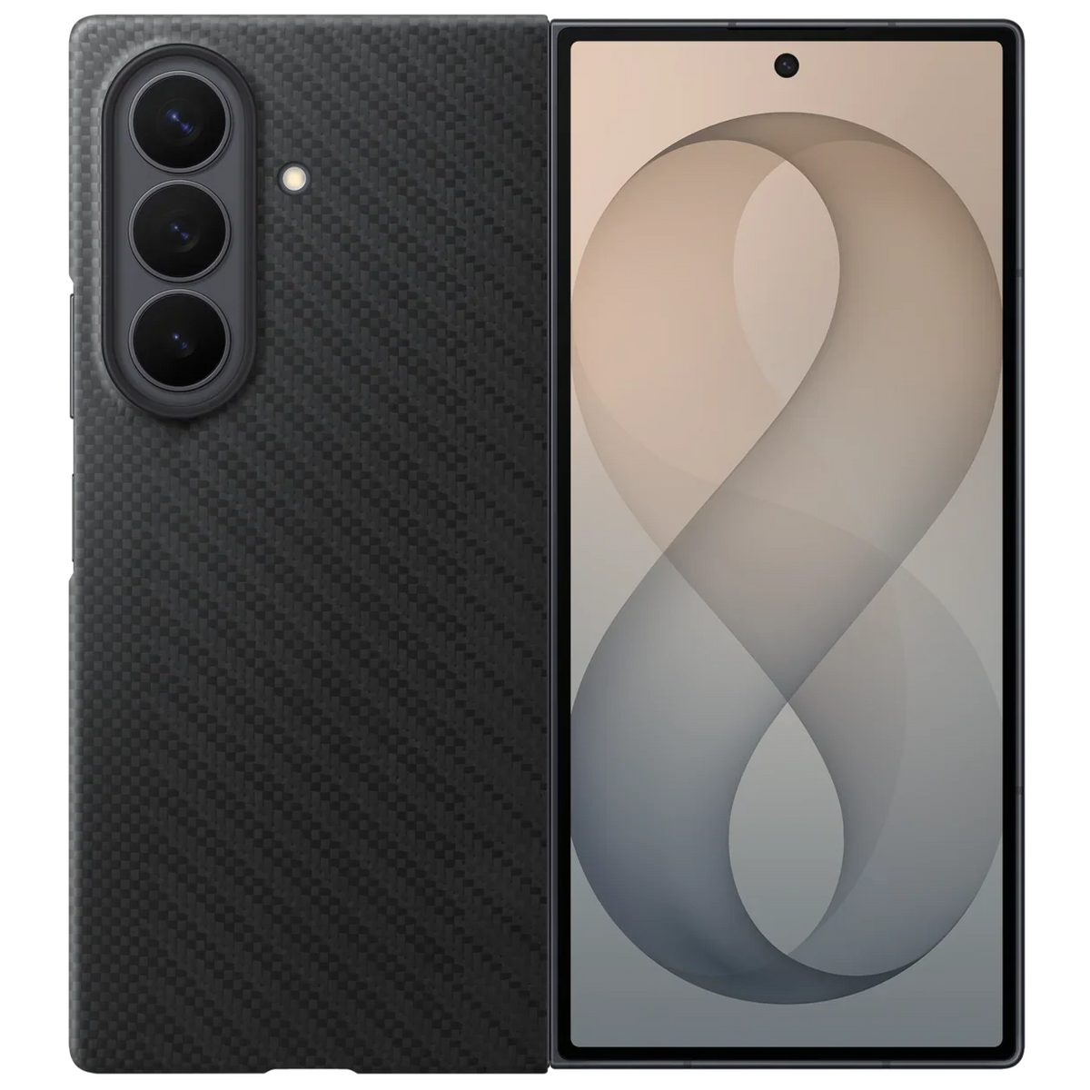 Samsung Z Fold8 Ultra Carbon Case, 0.8mm Slim Carbon Fiber Cover with Magsafe and Logo - Black