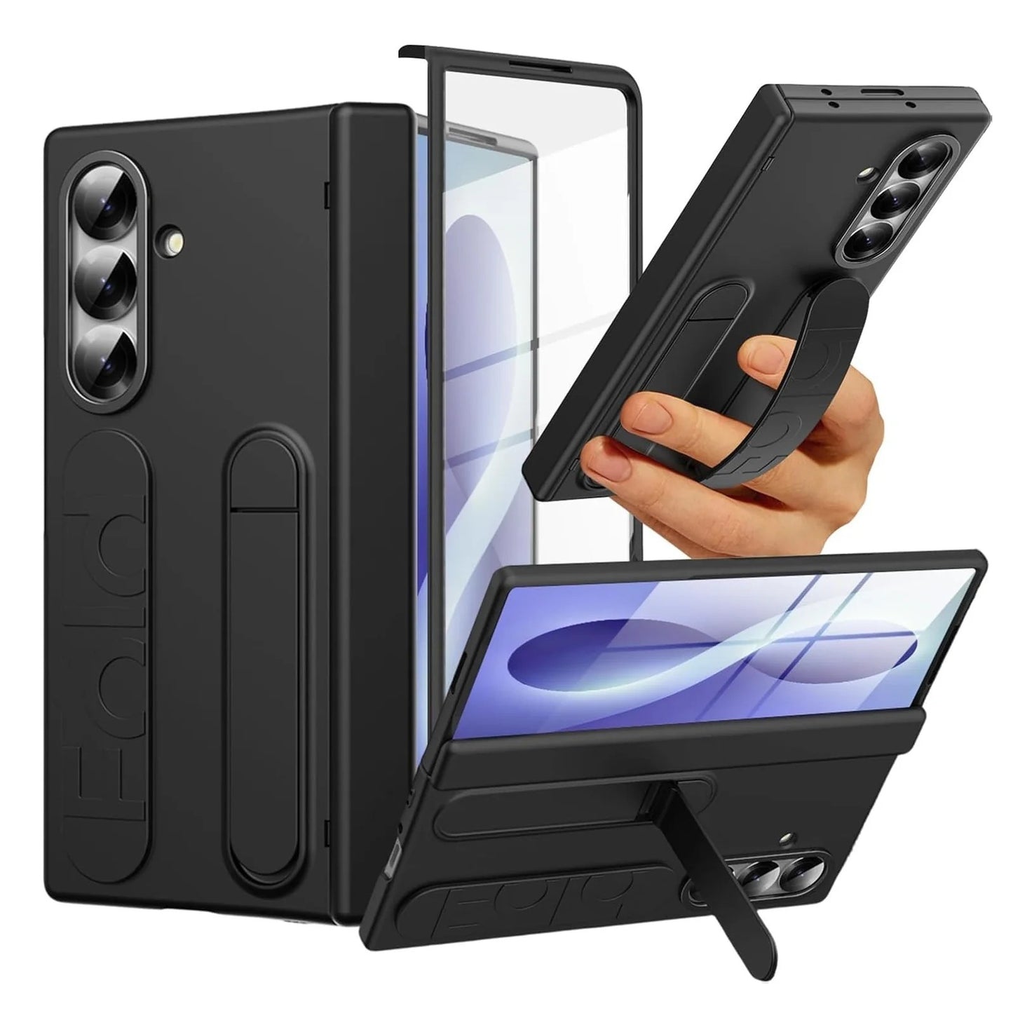 Samsung Galaxy Z Fold 6 Skin Feel Case with Silicon Band, Stand & HInge Protection